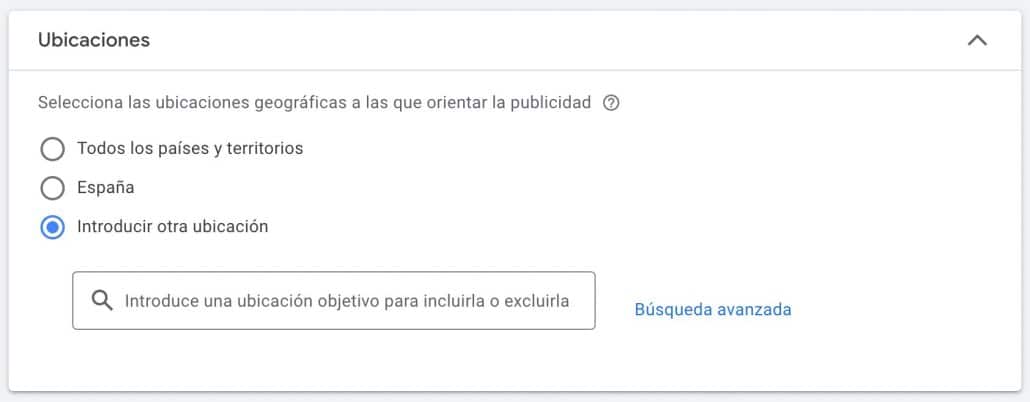 Segmentación por ubicación en Google Ads